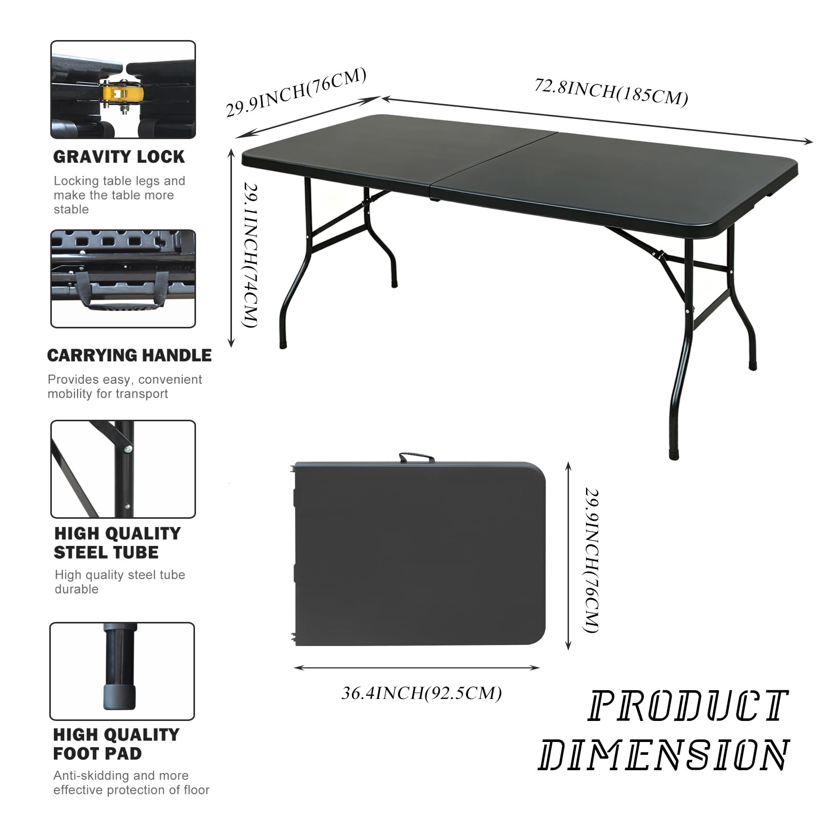 ICSPOID folded table with carry handle for easy transport and storage