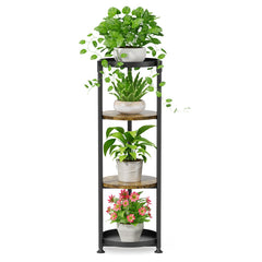 iDavosic.ly front view of 4-tier corner plant stand showing tidy vertical display