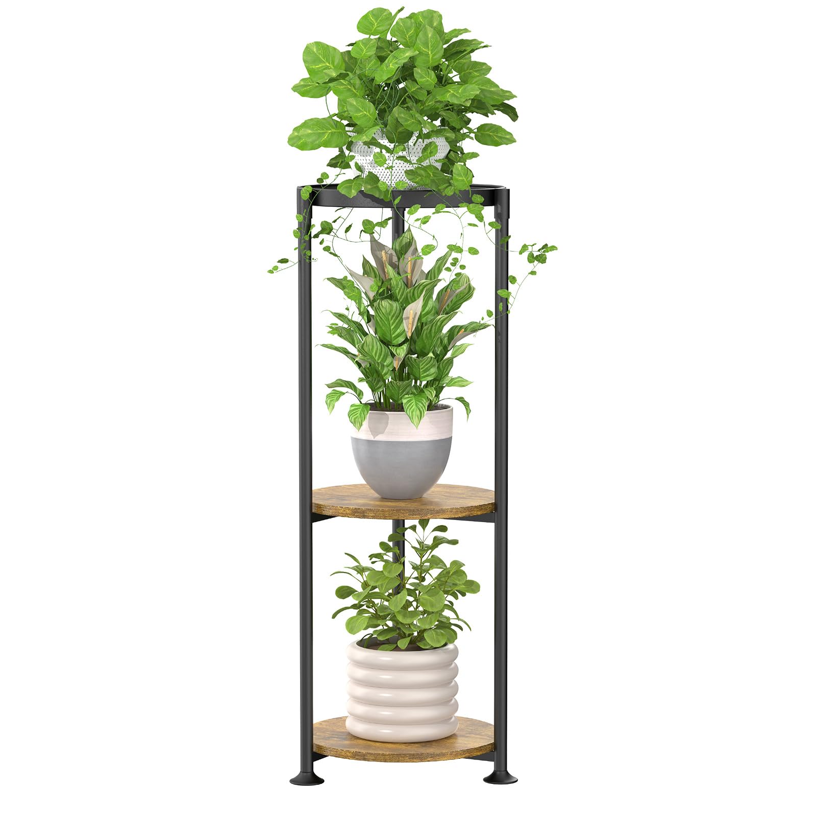 iDavosic.ly front view of assembled 3-tier stand showing space saving benefit