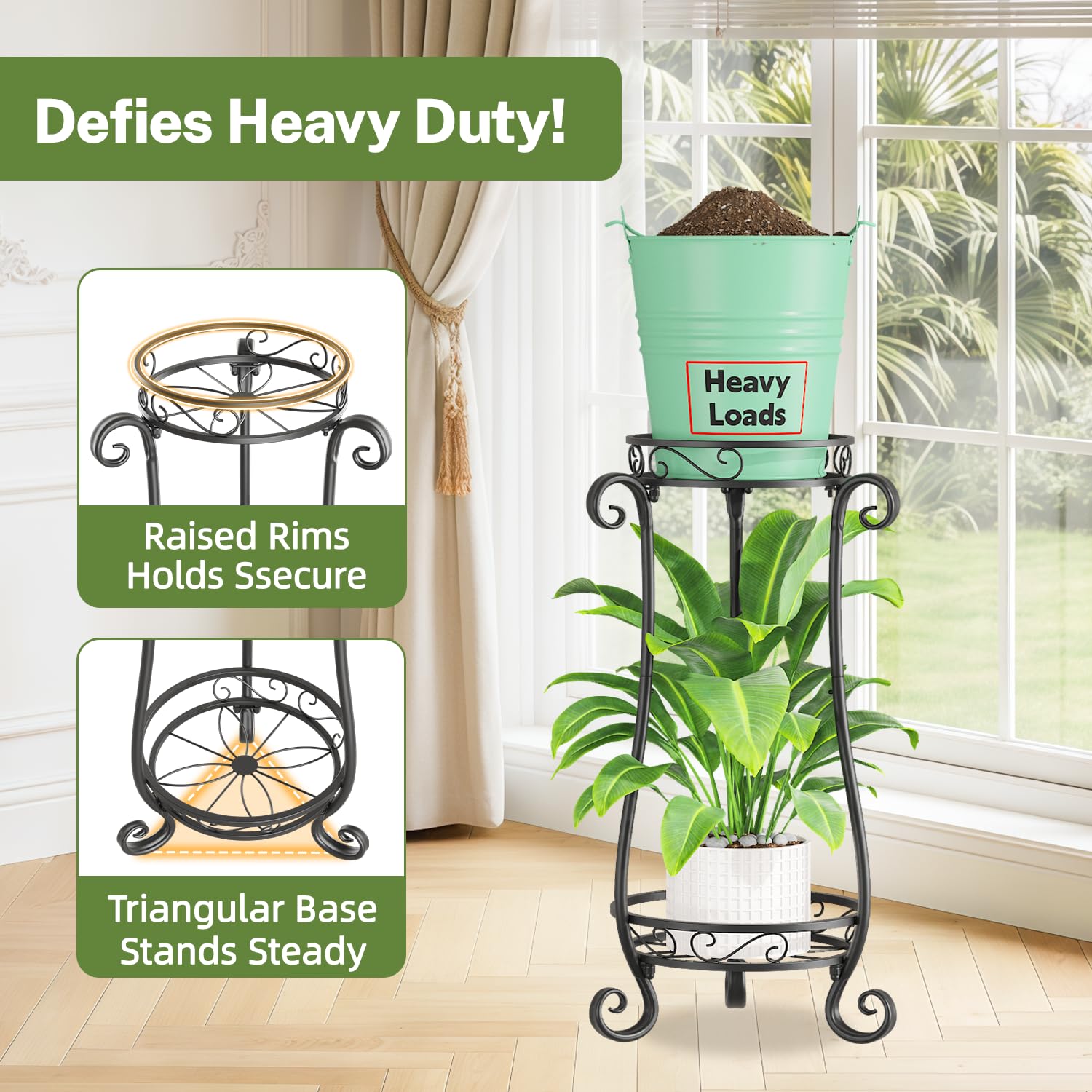 iDavosic.ly stand in balcony setting holding two pots and maximizing outdoor greenery