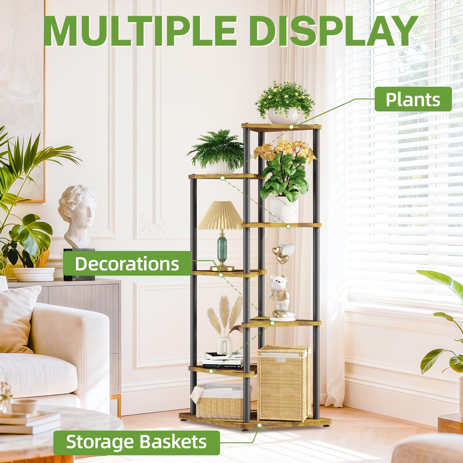 iDavosic.ly top tier with large planter showing 12-inch pot support benefit