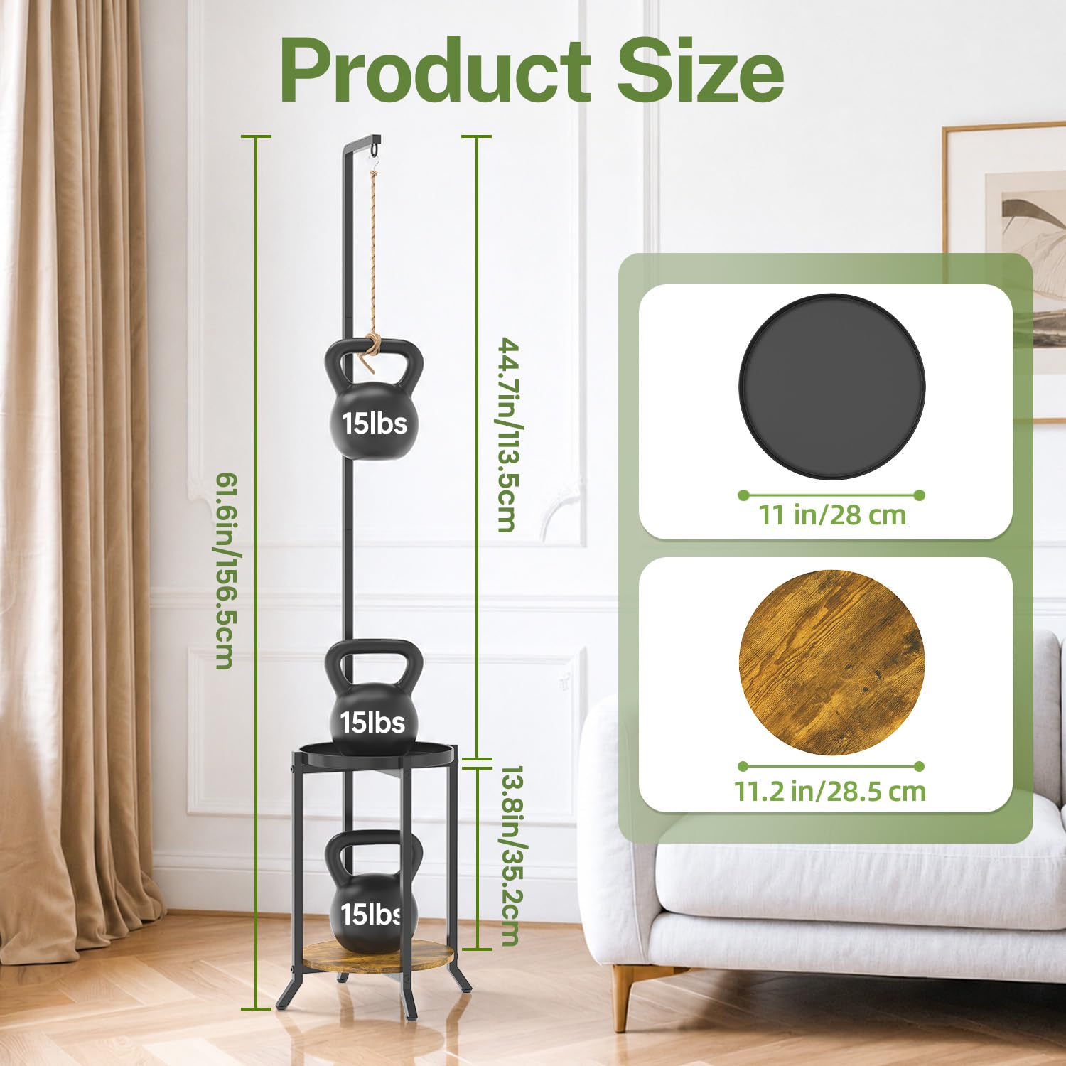 iDavosic.ly tray width close-up showing 11-inch space for larger pots