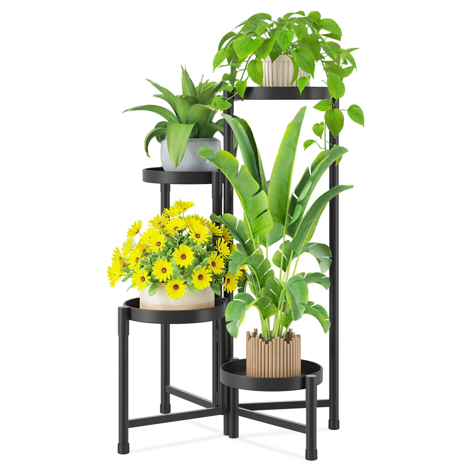 iDavosic.ly front view of 4-tier stand showing organized plant display and space savings