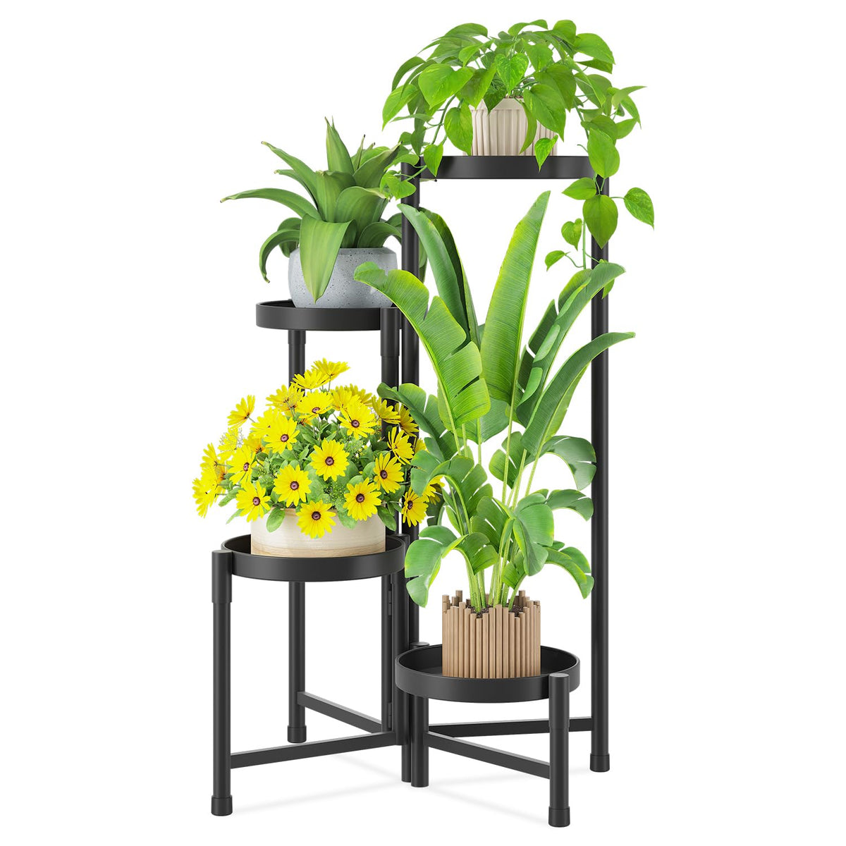 iDavosic.ly front view of 4-tier stand showing organized plant display and space savings