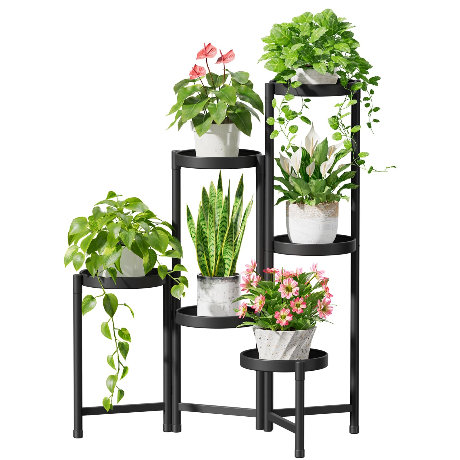 iDavosic.ly front view of 6-tier plant stand showing compact display benefit