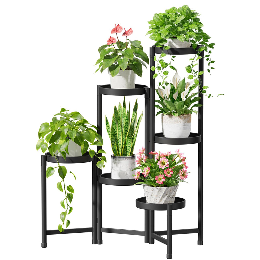 iDavosic.ly front view of 6-tier plant stand showing compact display benefit
