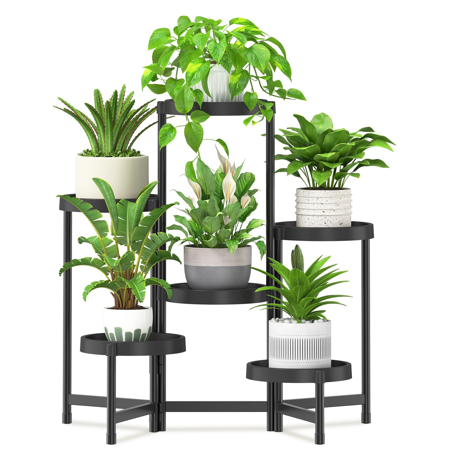 iDavosic.ly front view of 6-tier stand showing neat vertical plant display and space saving