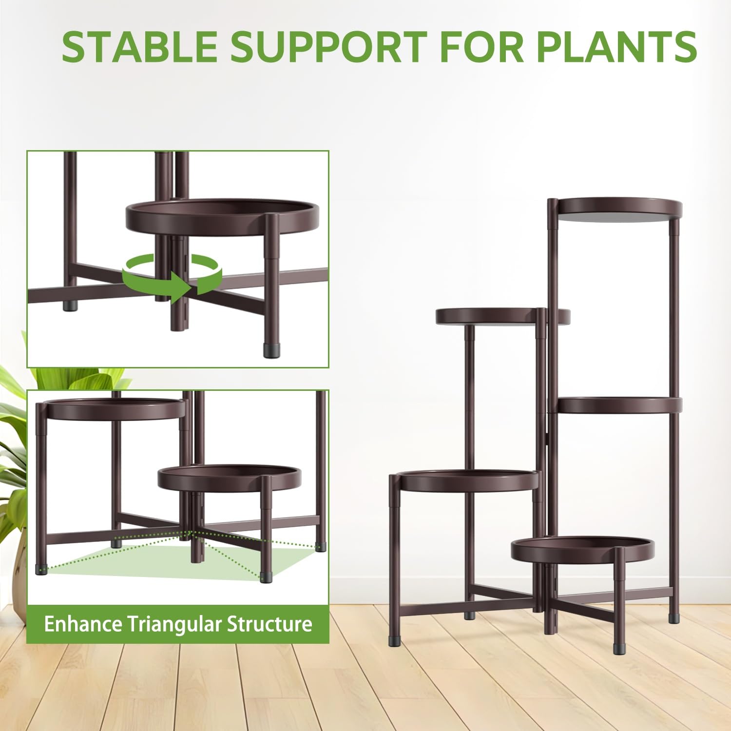 iDavosic.ly folded plant stand compactly stored, easy-to-collapse benefit