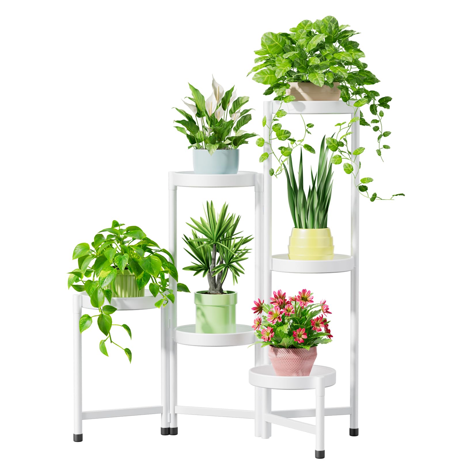 iDavosic.ly front view of 6-tier white plant stand showing organized display