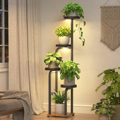 iDavosic.ly front view brown stand showing vertical plant display and space saving