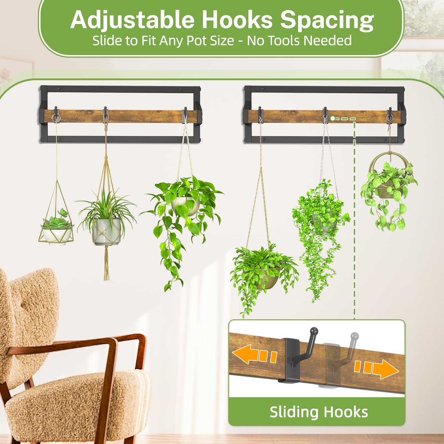 iDavosic.ly sliding hooks adjusted to different widths demonstrating flexibility
