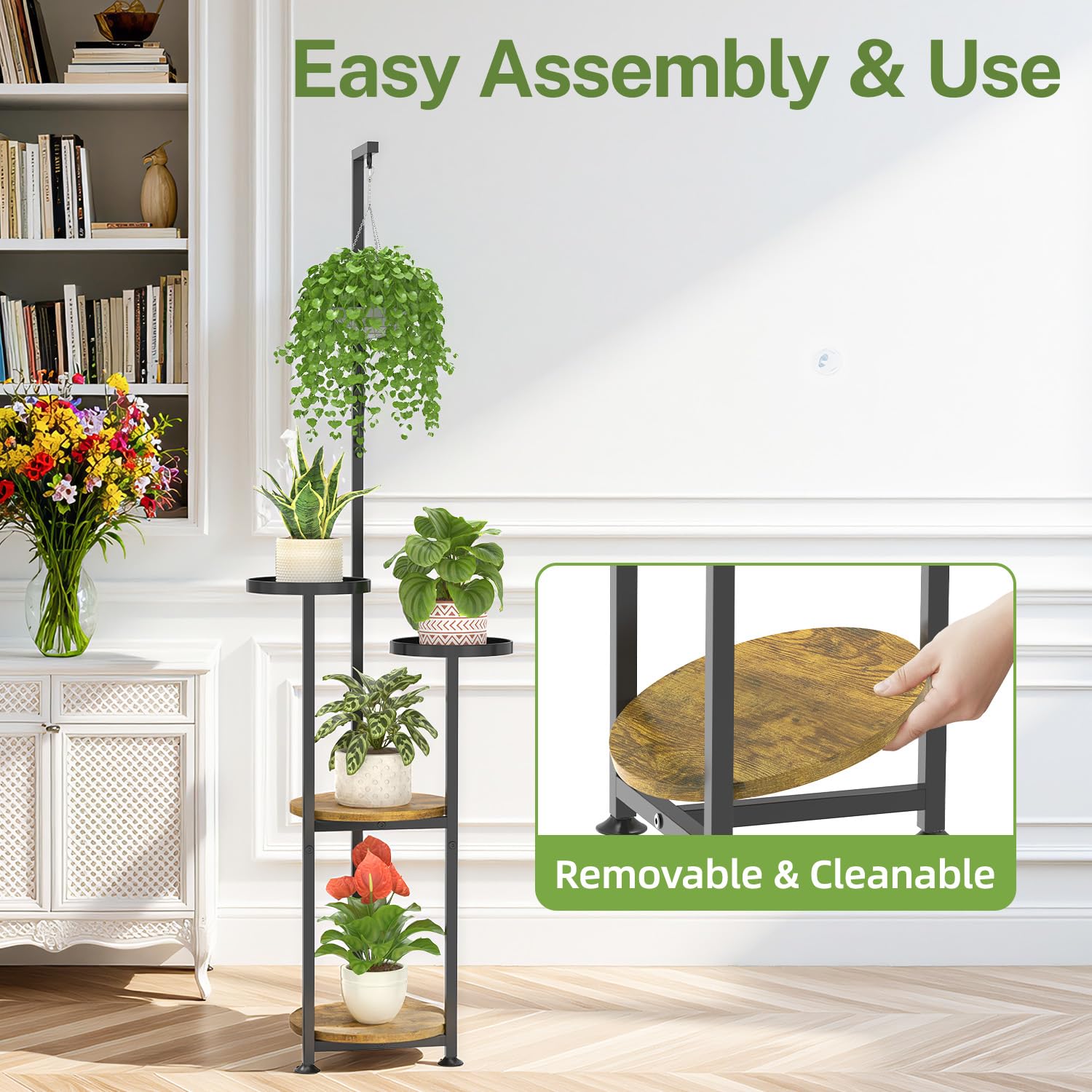 iDavosic.ly in-use living room display with multiple plants creating an organized focal point