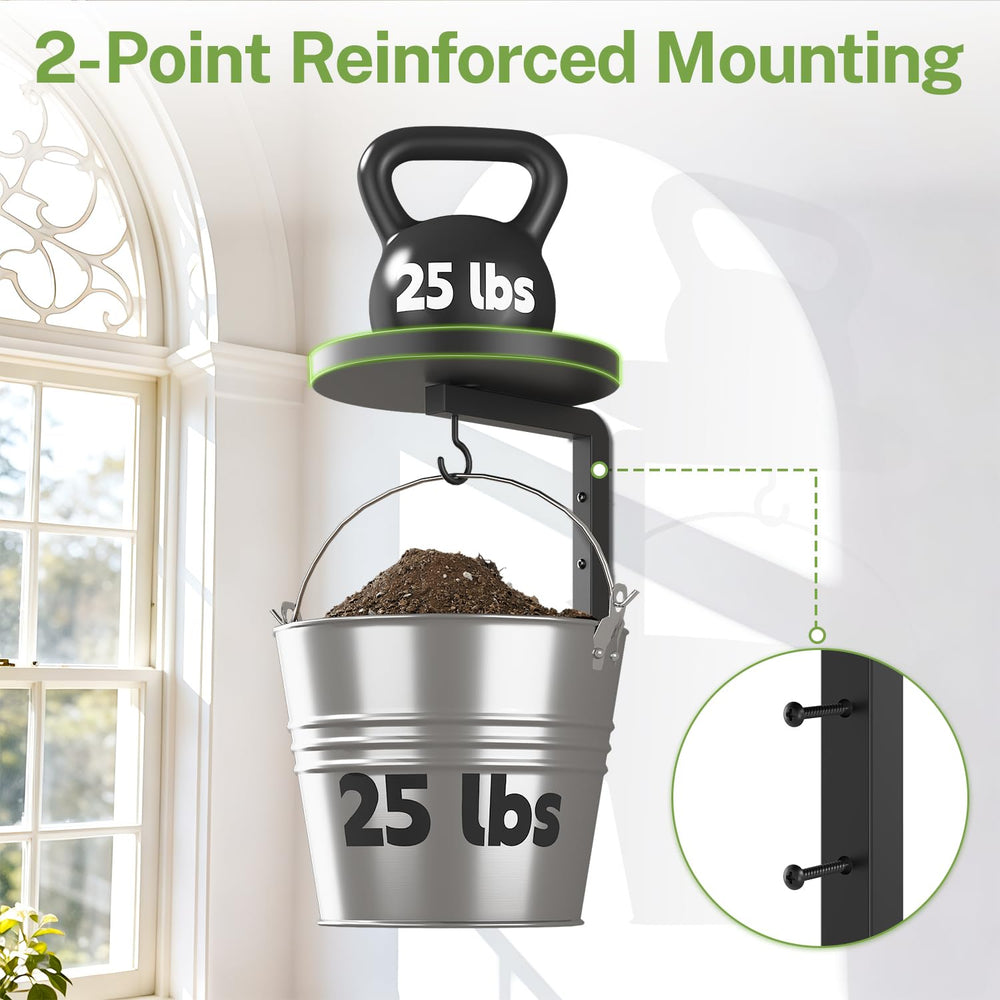 iDavosic.ly mounted holders with potted plant and hanging basket saving space