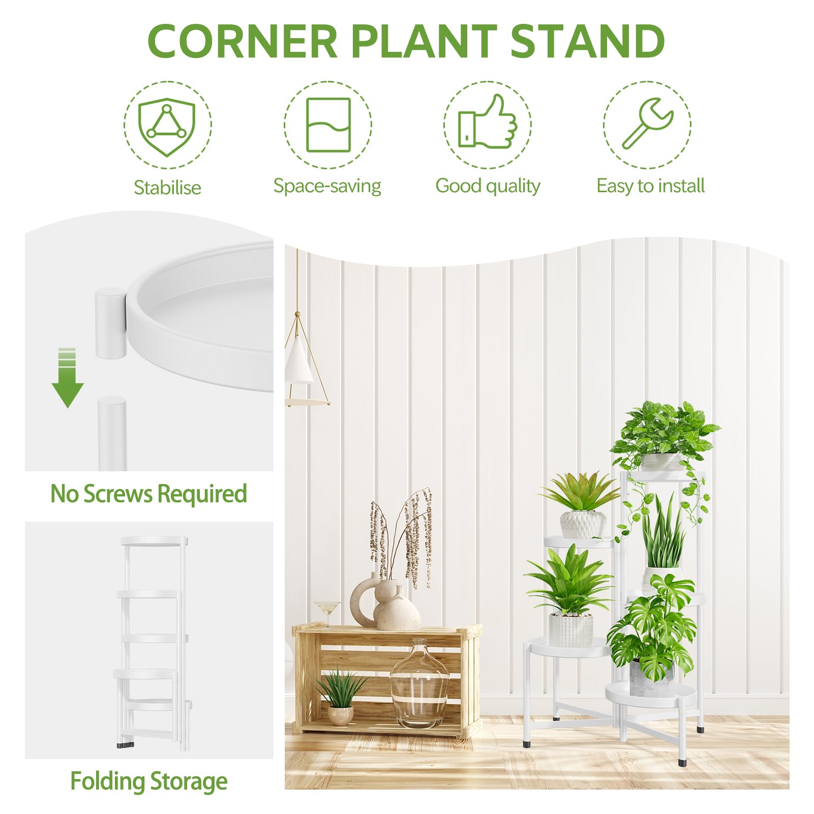 iDavosic.ly plant stand staged on balcony demonstrating outdoor-ready display and style