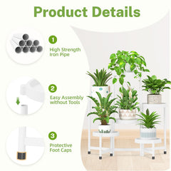 iDavosic.ly plant stand on balcony holding mixed pots, saves space and boosts greenery