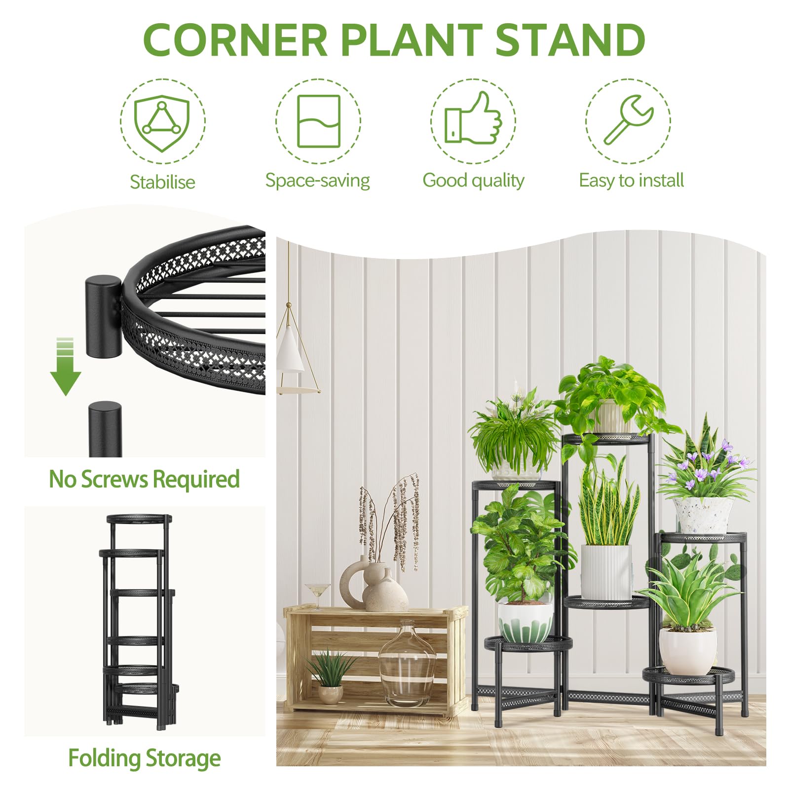 iDavosic.ly plant stand on a balcony creating layered greenery and space-saving benefit