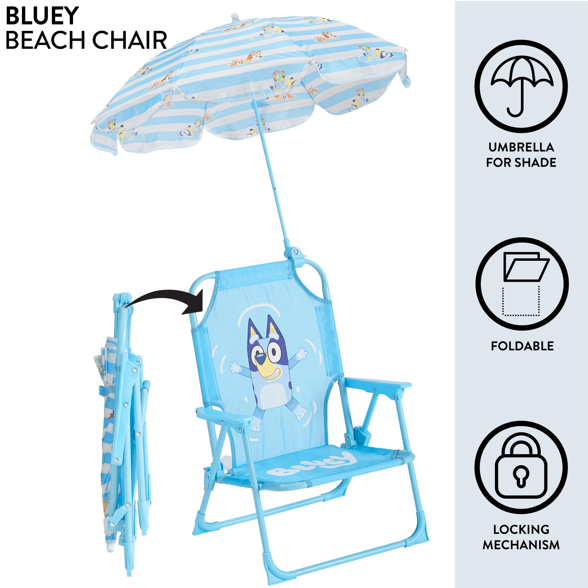 Idea Nuova Bluey folded compact for easy transport and space-saving storage