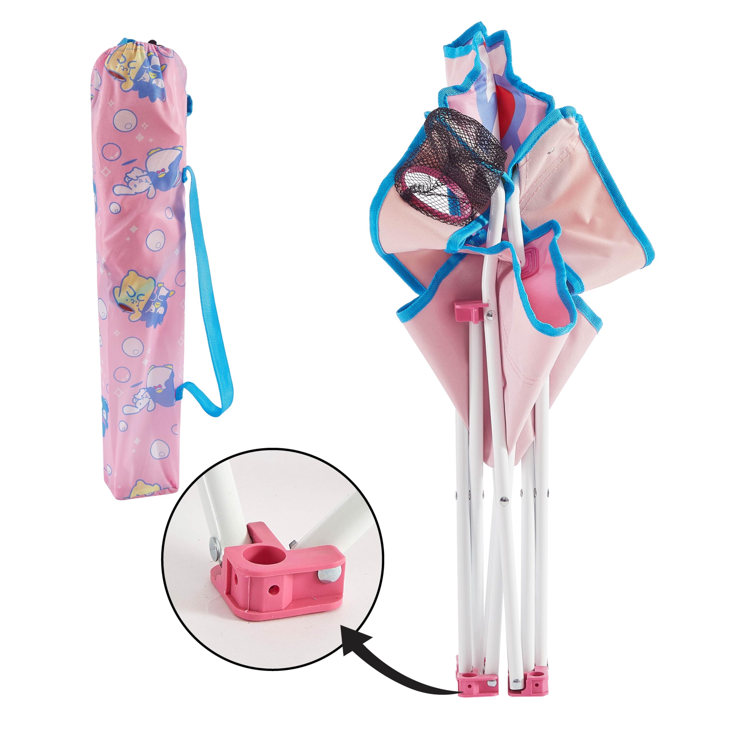 Idea Nuova Hello Kitty frame lock mechanism showing safety and stability