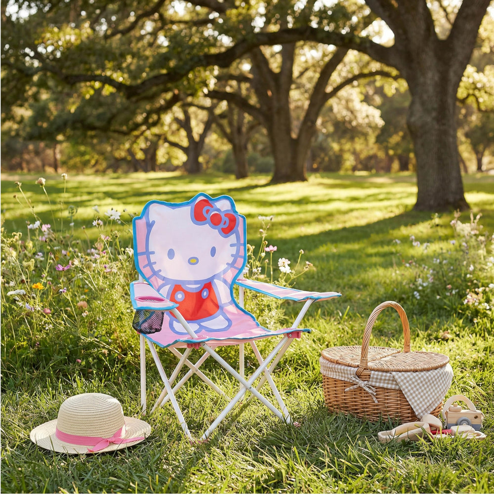 Idea Nuova Hello Kitty set up in backyard for portable seating on outings