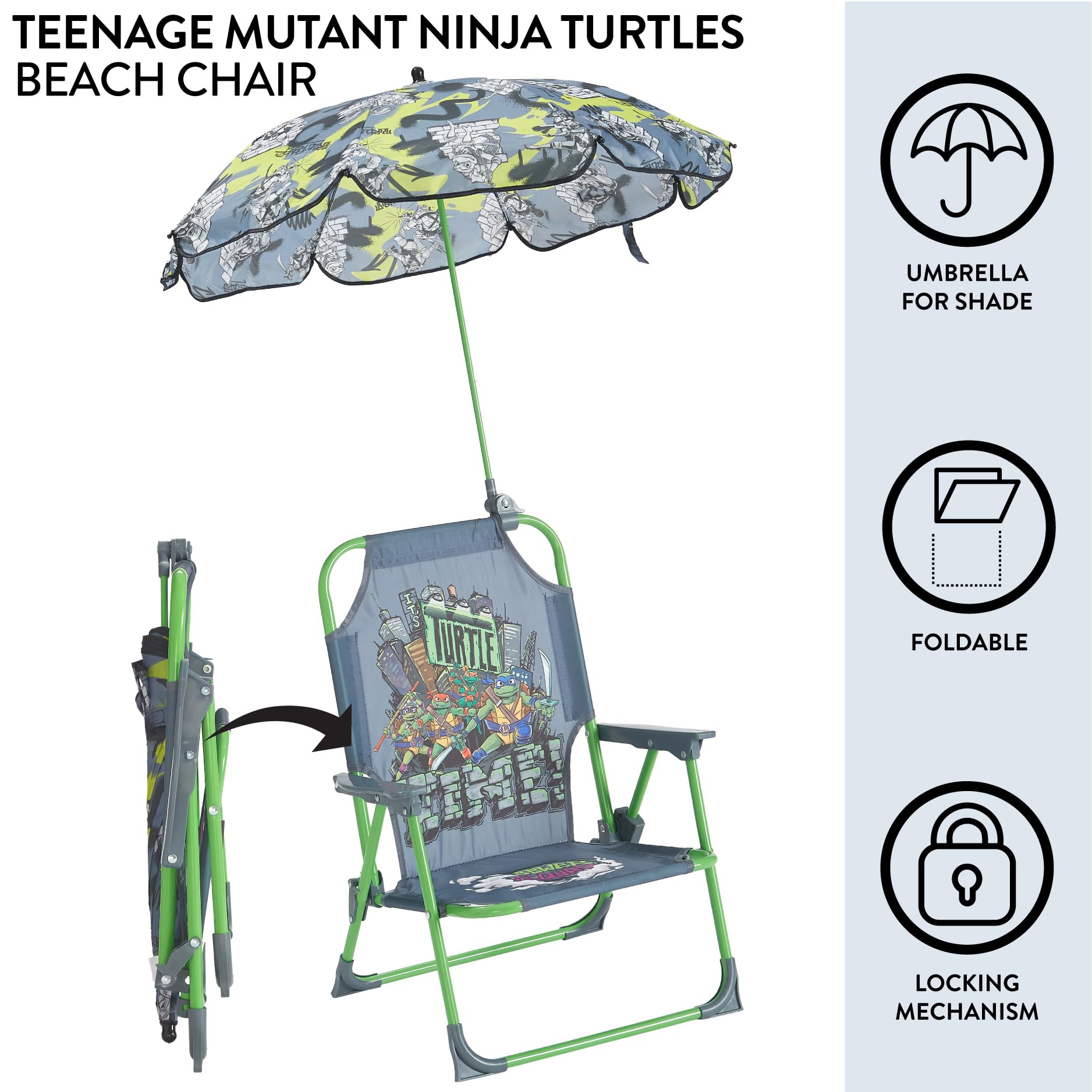 Idea Nuova TMNT close-up of durable water-resistant fabric and bright print