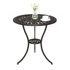 IDEALHOUSE bronze front view showing elegant patio table and compact size