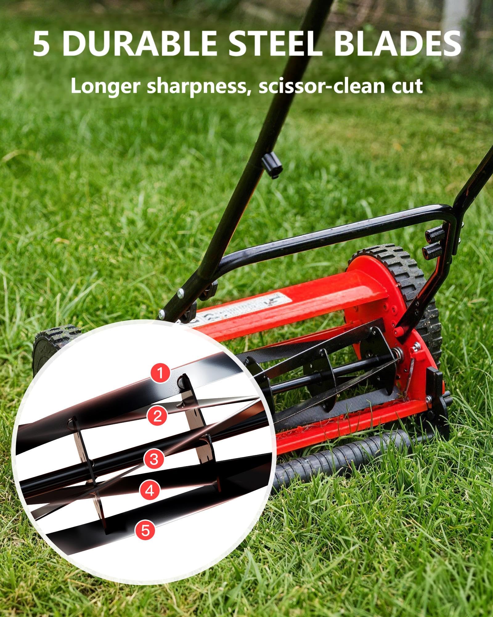 IDEALHOUSE ergonomic U-handle detail reduces back strain while mowing