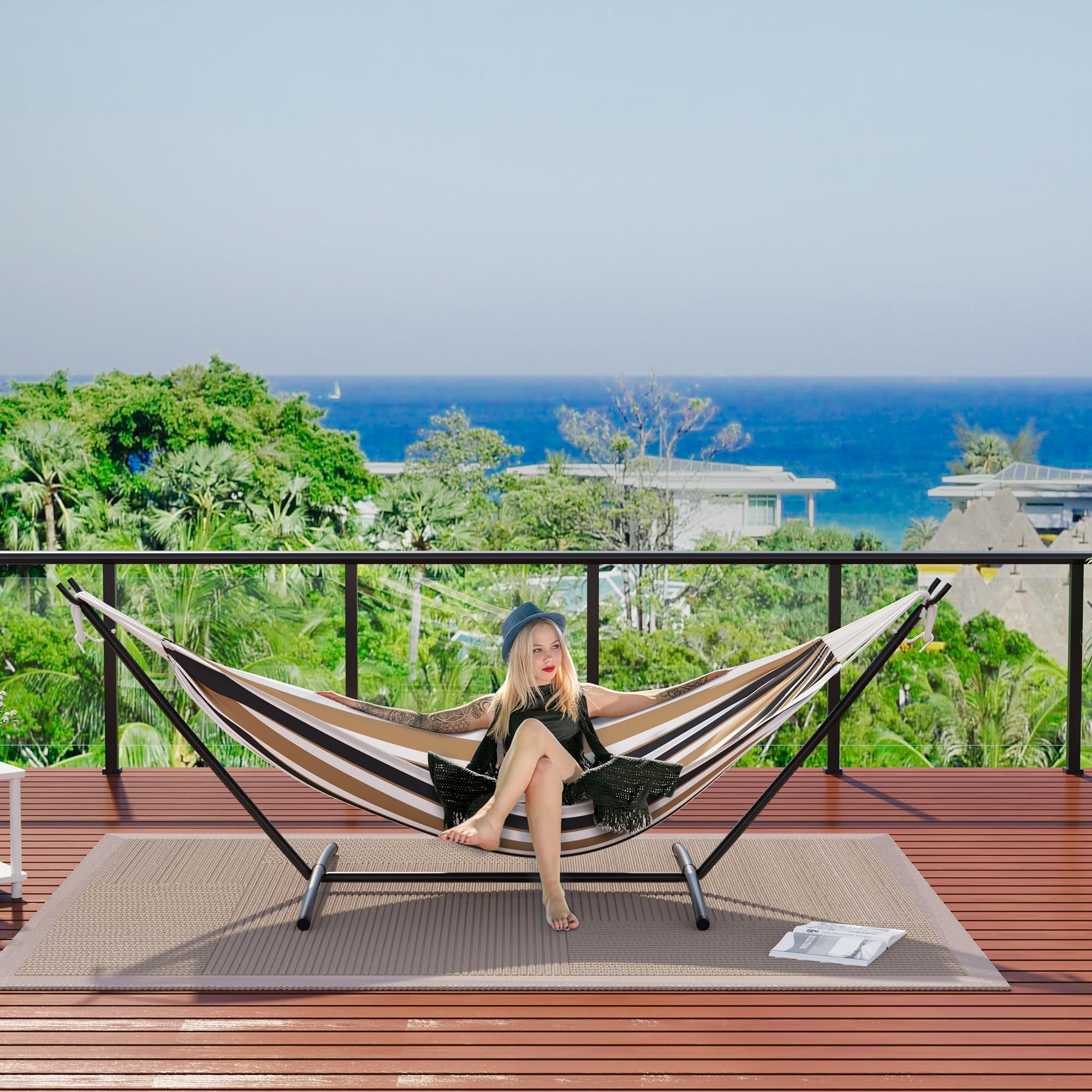 IDEALHOUSE hammock with person to show size and real-world scale