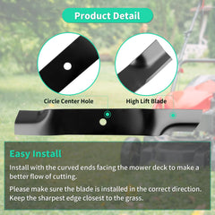 IDEASURE installed blades on a 60-inch mower deck showing restored cutting benefit