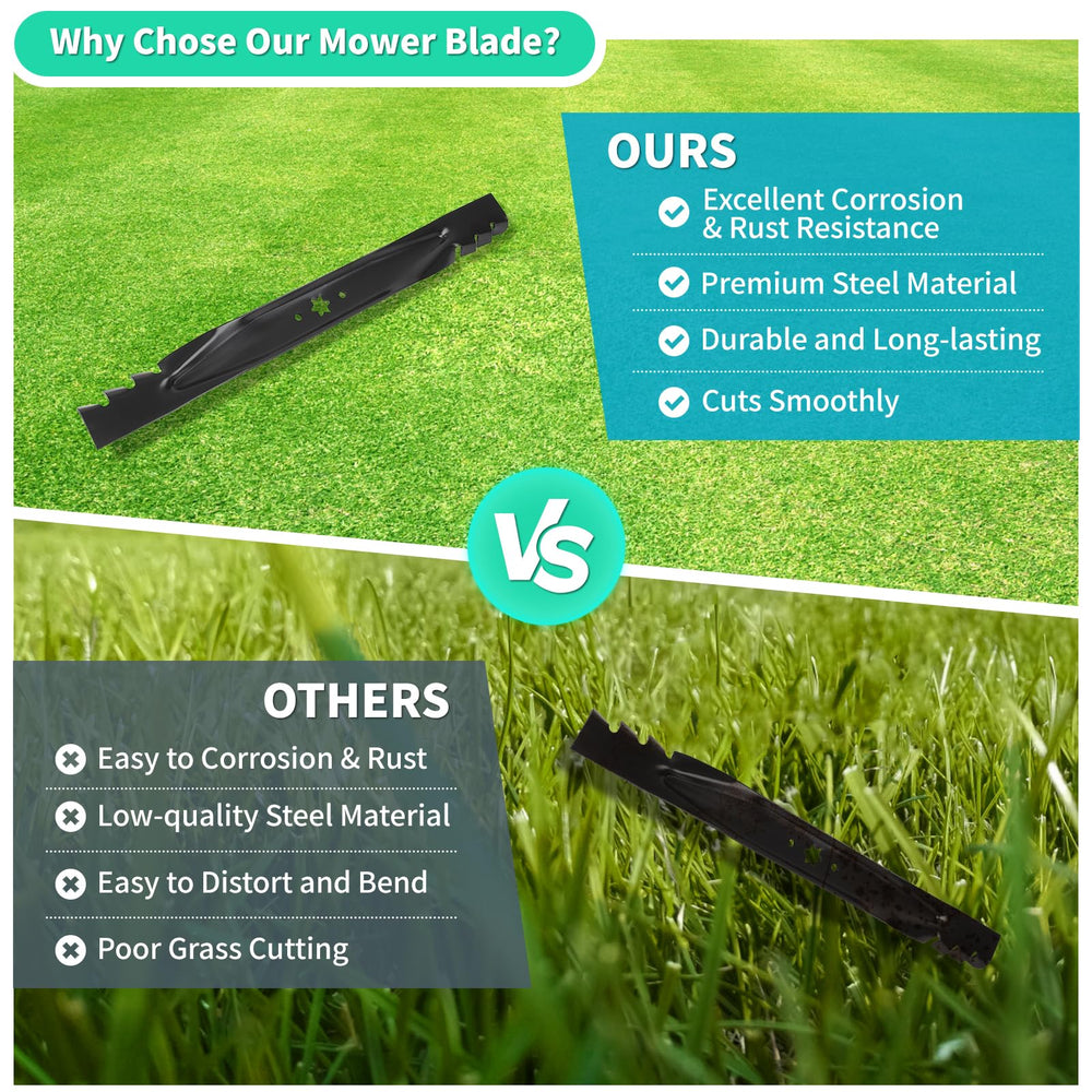 IDEASURE mower mowing lawn with blade installed showing even grass clippings