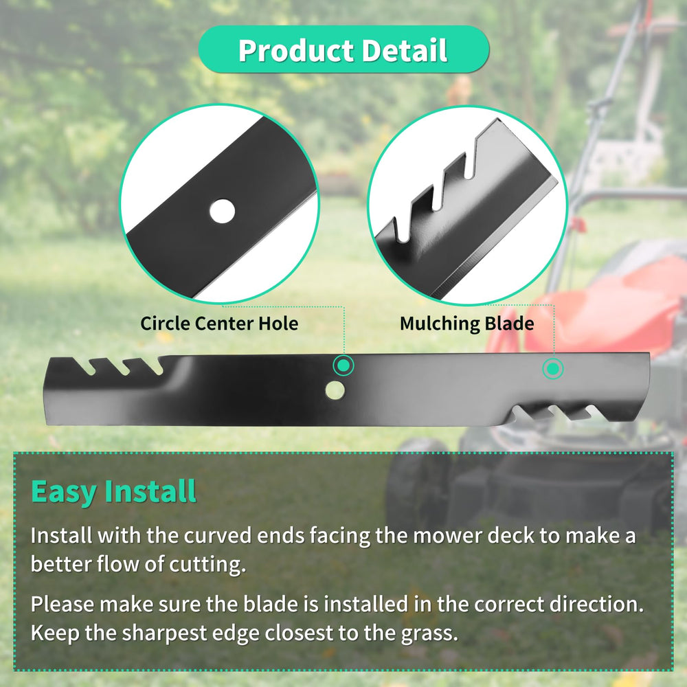 IDEASURE installed blades on mower deck showing correct fit and improved cutting coverage