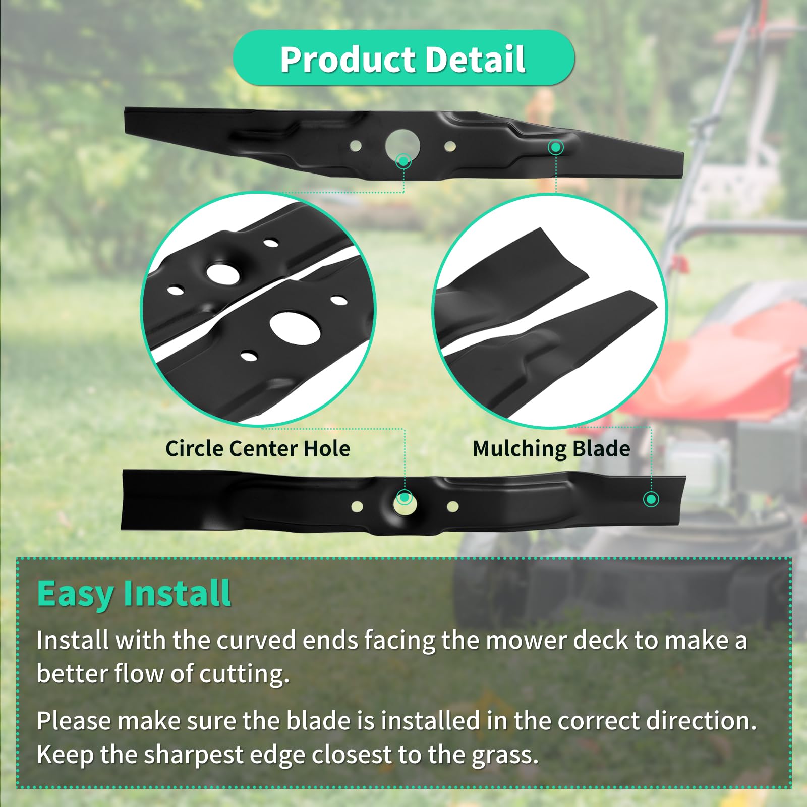 IDEASURE blades installed on mower deck improving mulching performance