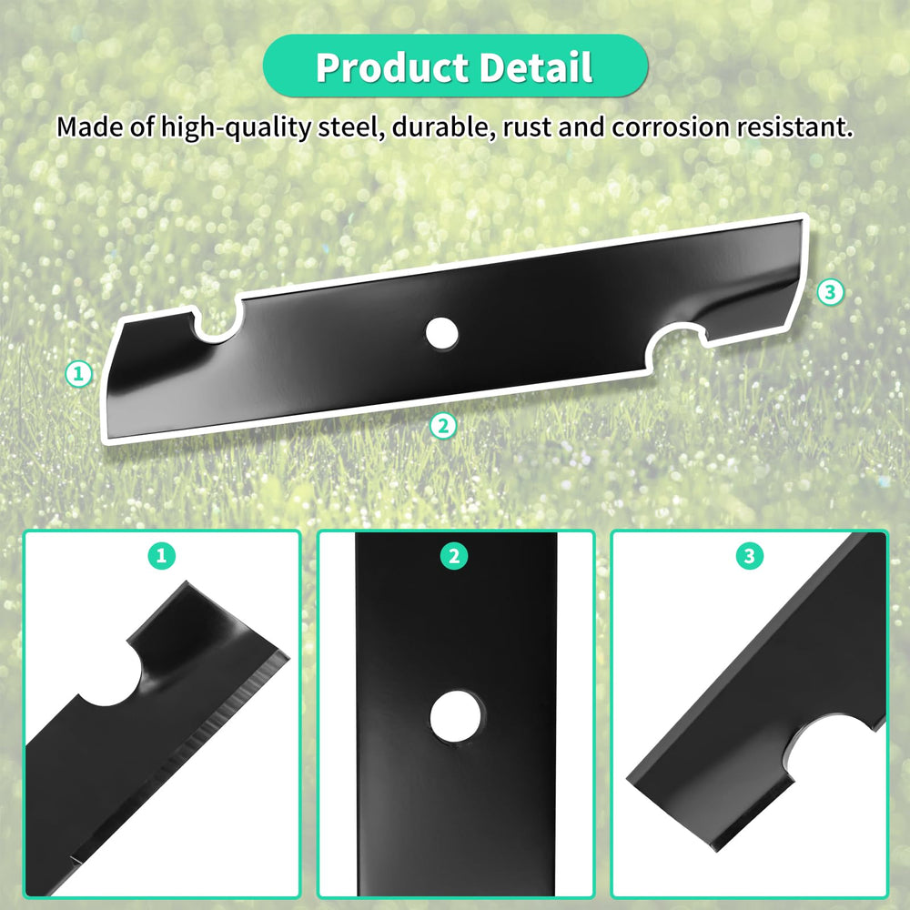 IDEASURE blade installed on a mower deck showing improved lift and even cut