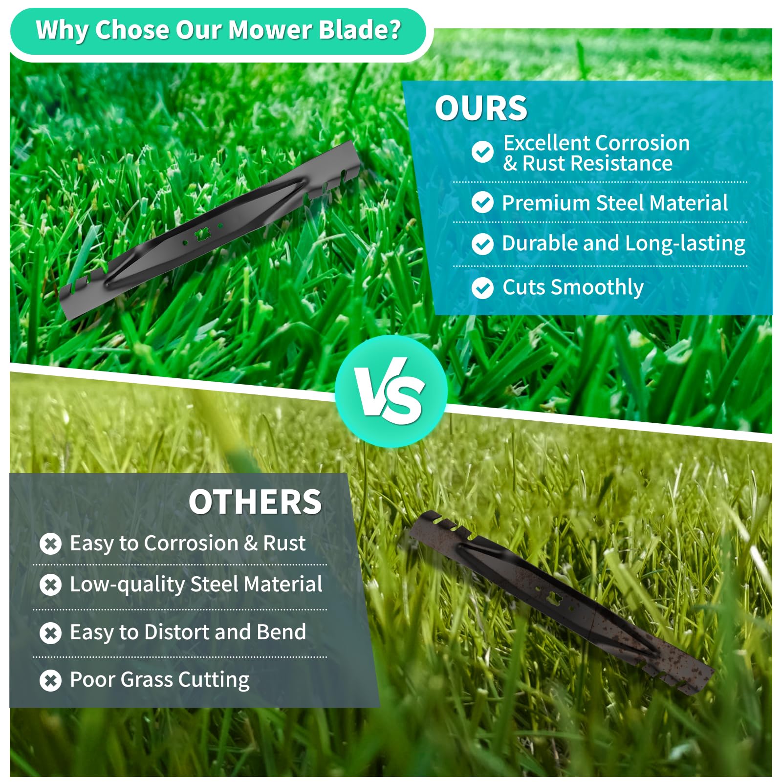 IDEASURE lawn after mowing showing even cut and reduced clumping benefits