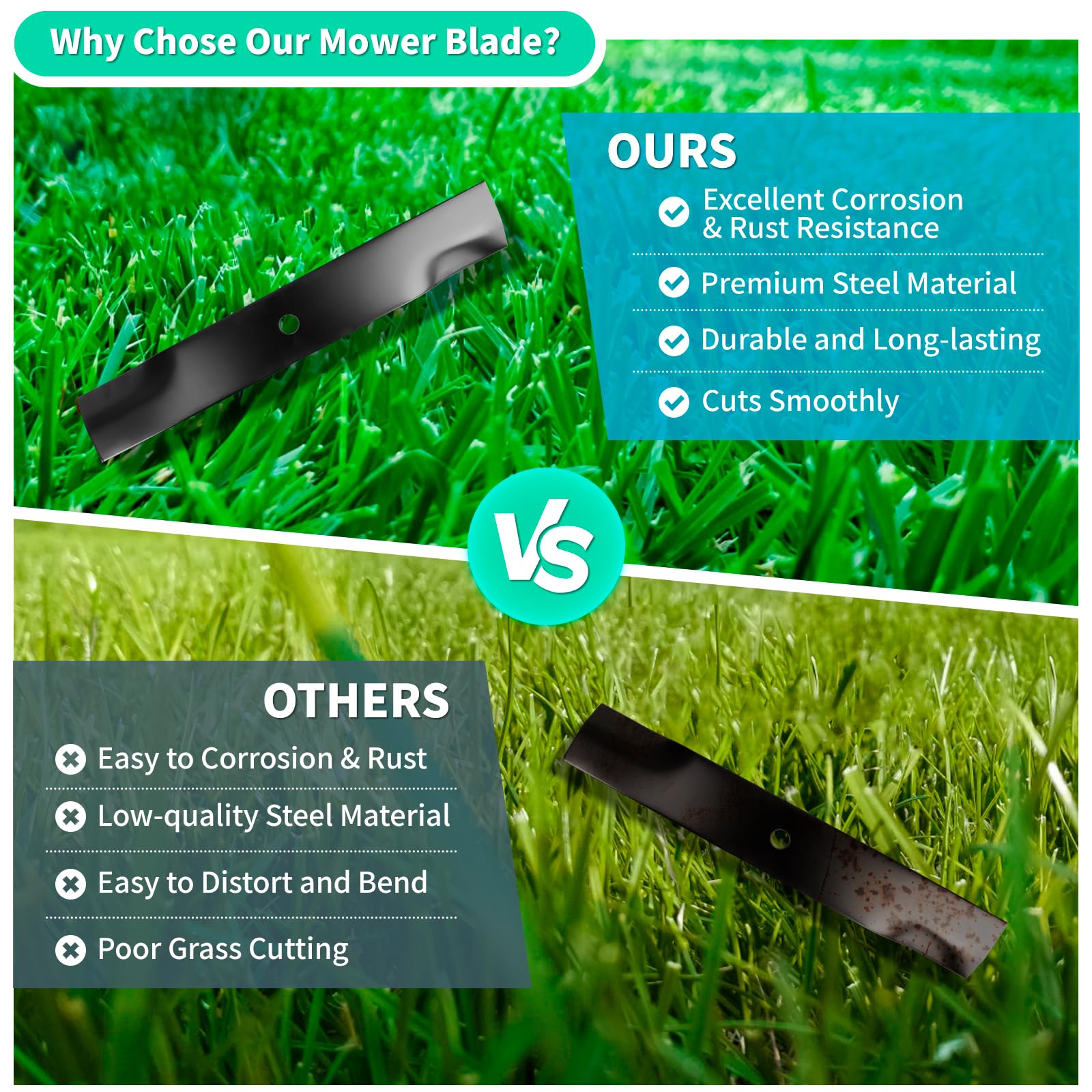 IDEASURE mower cutting turf after install for even, cleaner results