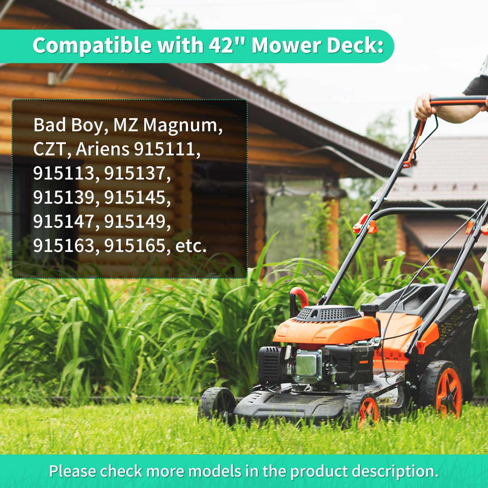 IDEASURE mower cutting a lawn with blades installed showing cleaner discharge