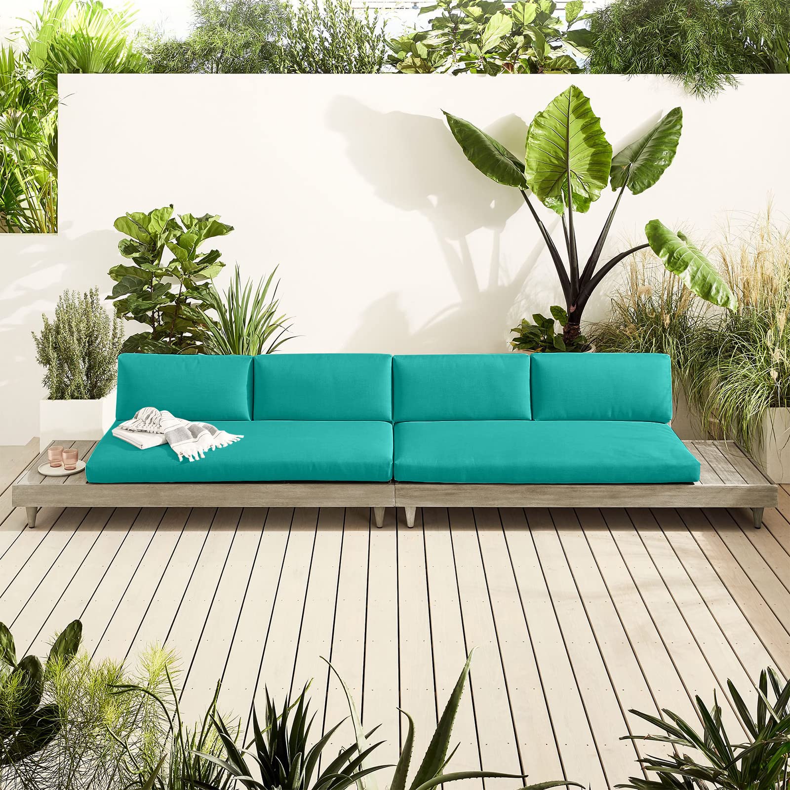 idee-home bench cushion close-up texture of 300GSM waterproof polyester for protection