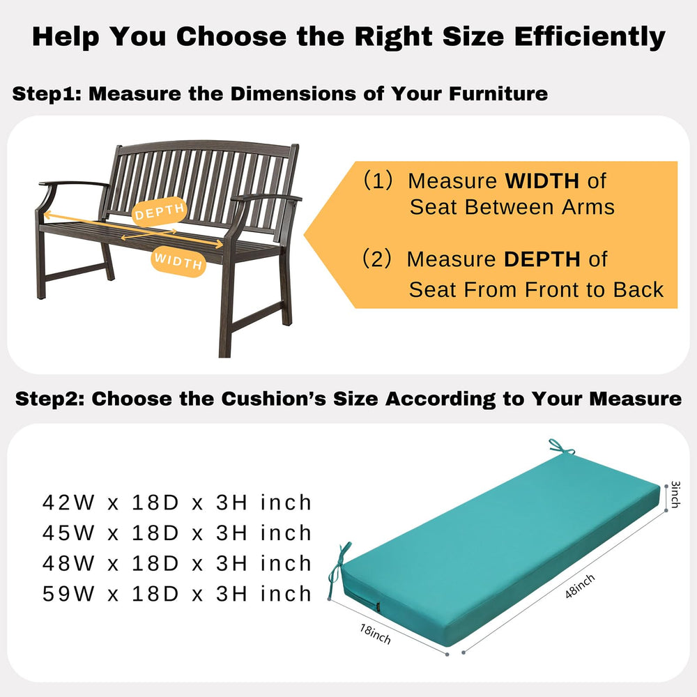 idee-home bench cushion beside ruler to display accurate size and proper fit on benches