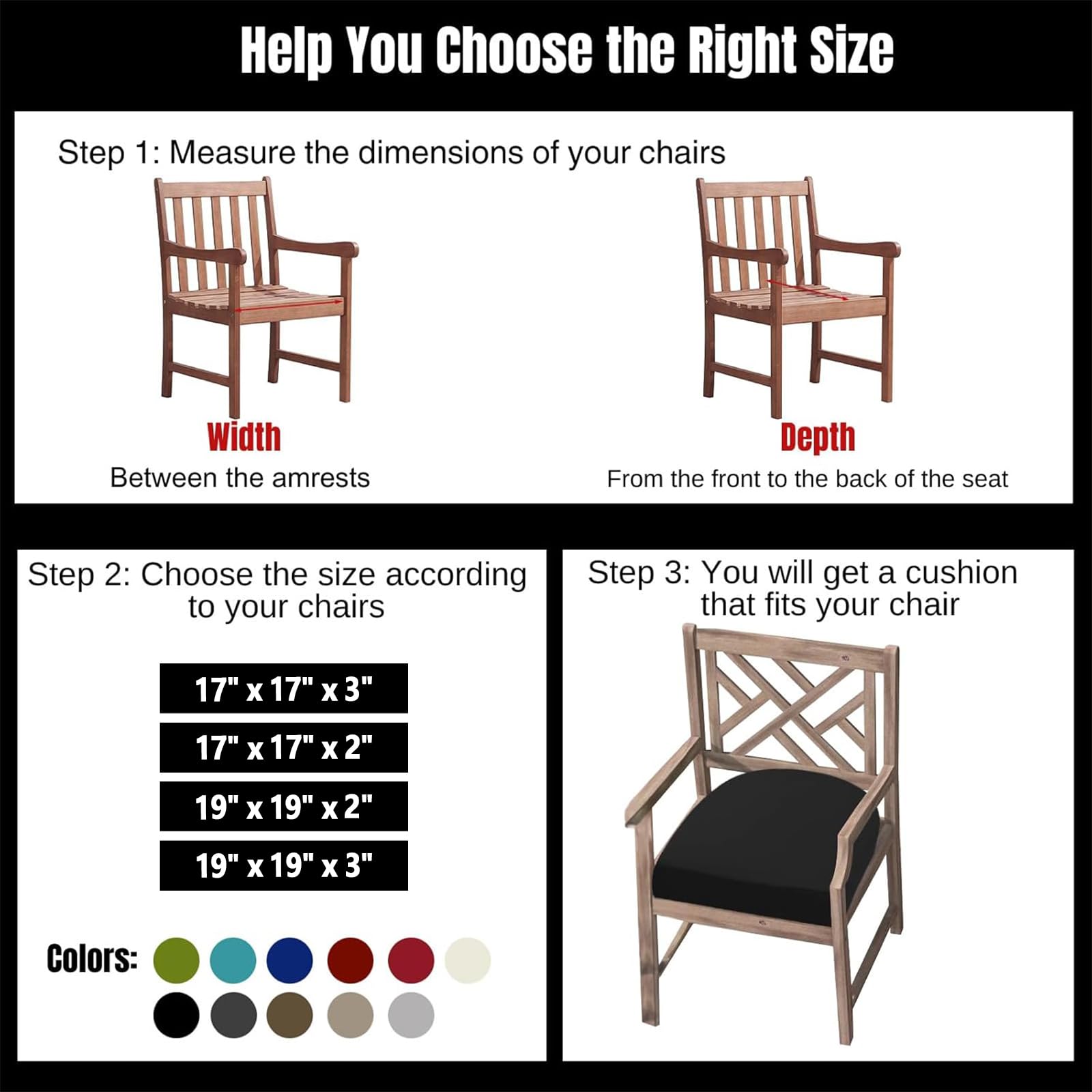 idee-home cushion secured on a patio chair showing improved seat comfort