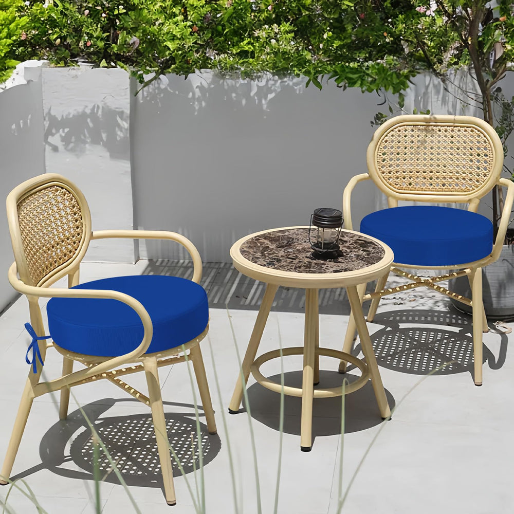 idee-home cushions placed on small bistro chairs showing improved seating comfort benefit