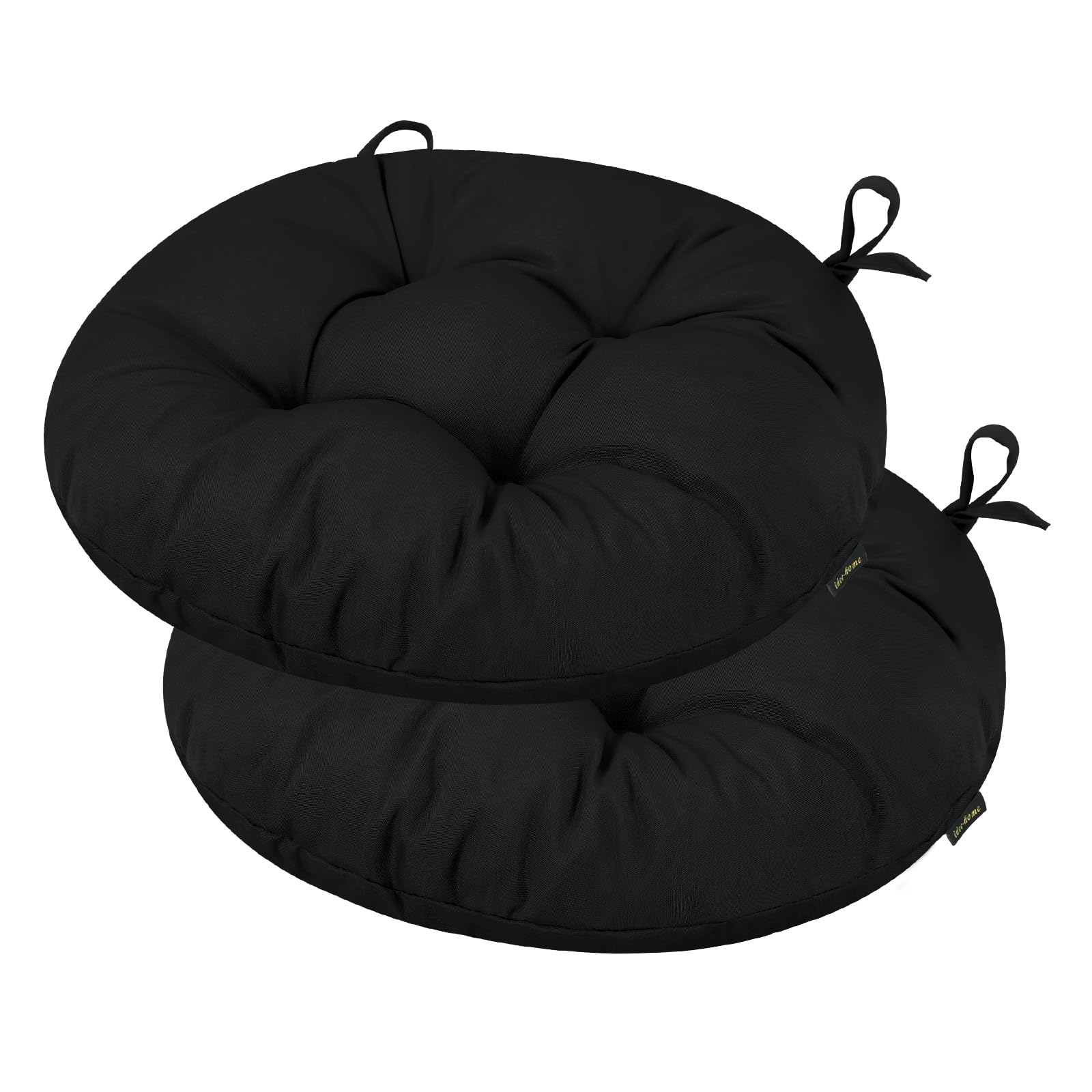 idee-home front view showing two round bistro cushions and packaging, adds curb appeal