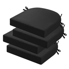 idee-home front view of four outdoor chair cushions showing color and packaging, enhances patio style