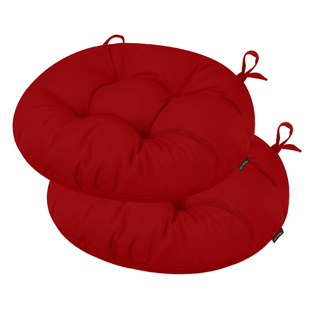 idee-home front view of round bistro cushions showing neat finish and comfort