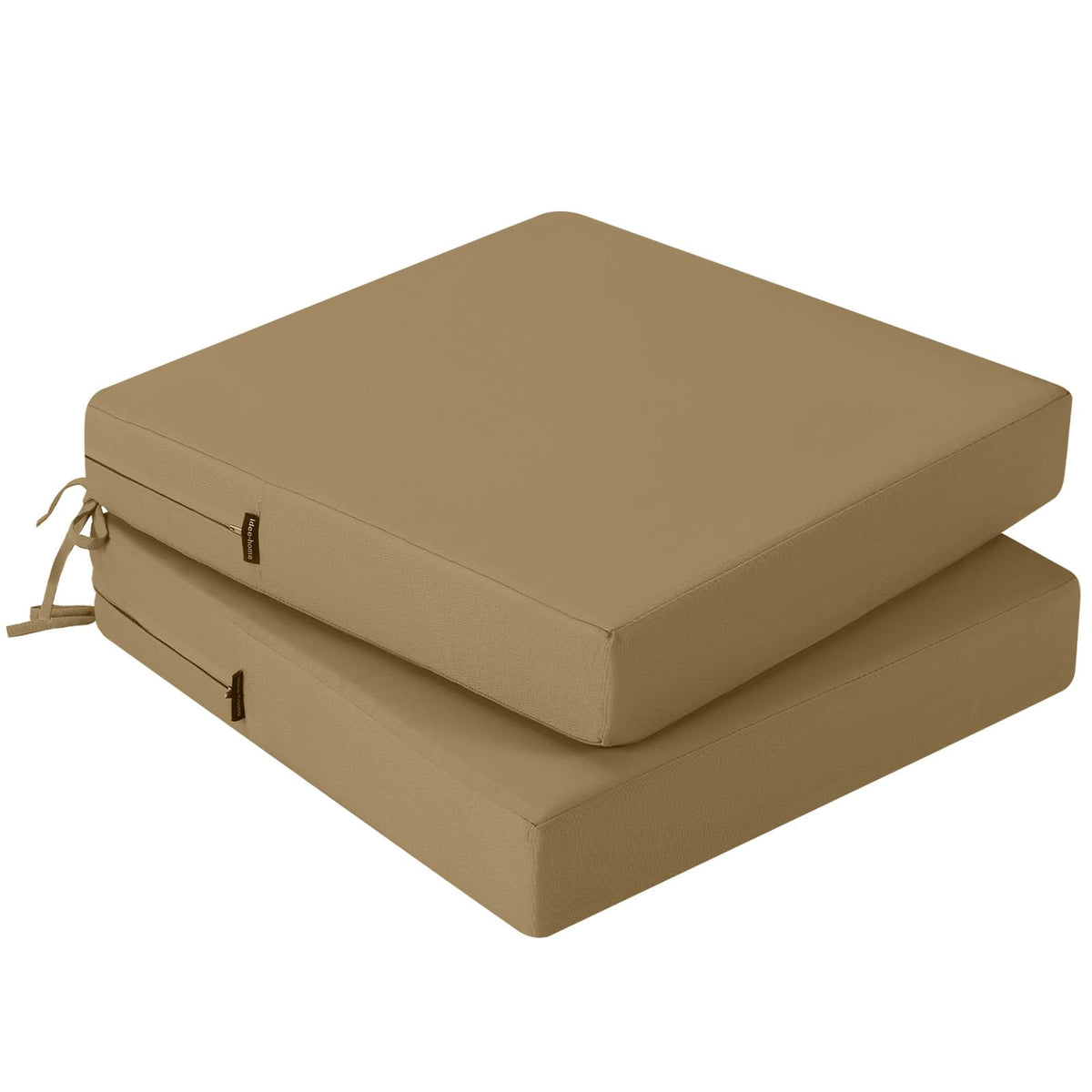 idee-home front view of two outdoor chair cushions, showroom-ready comfort