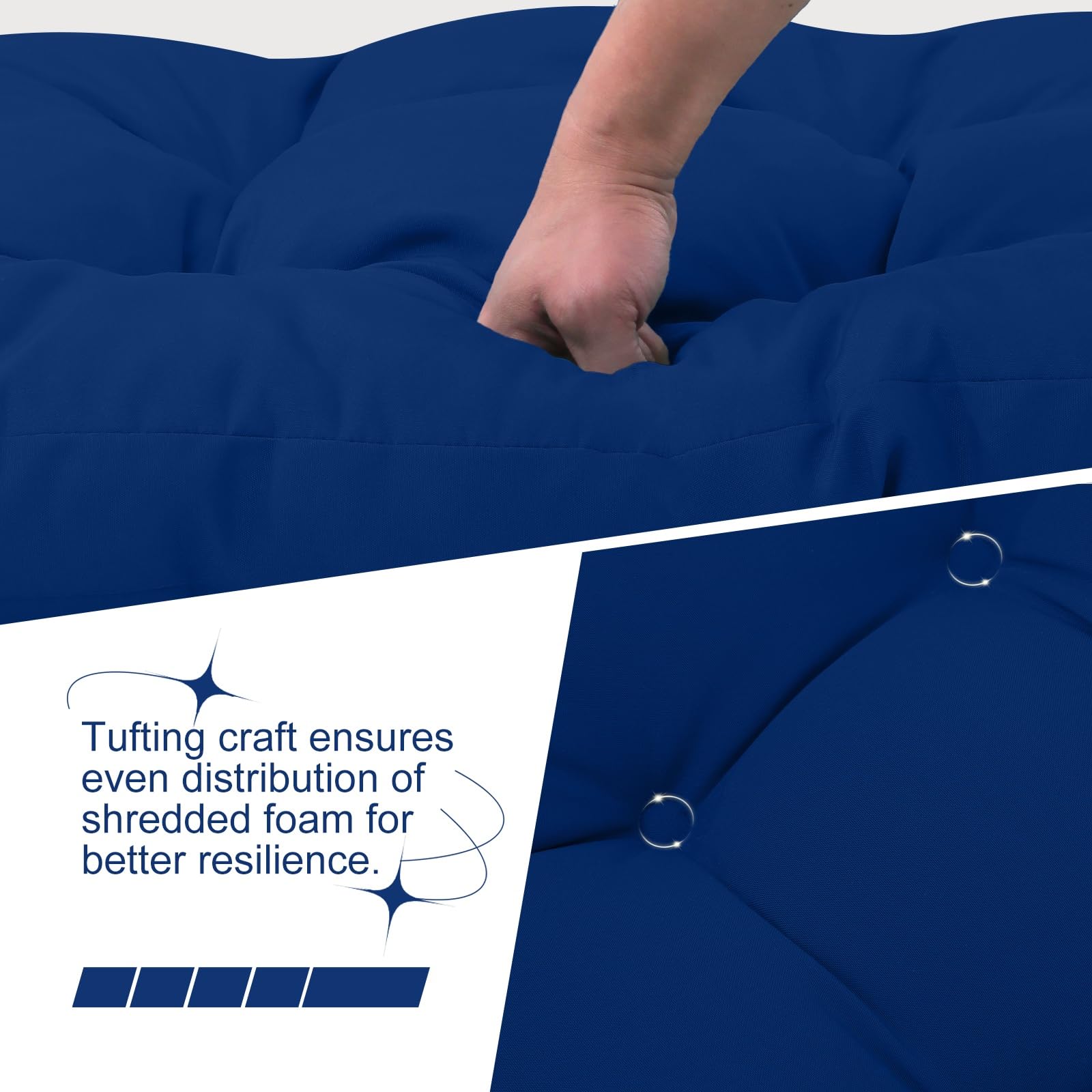 idee-home cushions next to ruler showing exact 48x24 inch seat dimensions