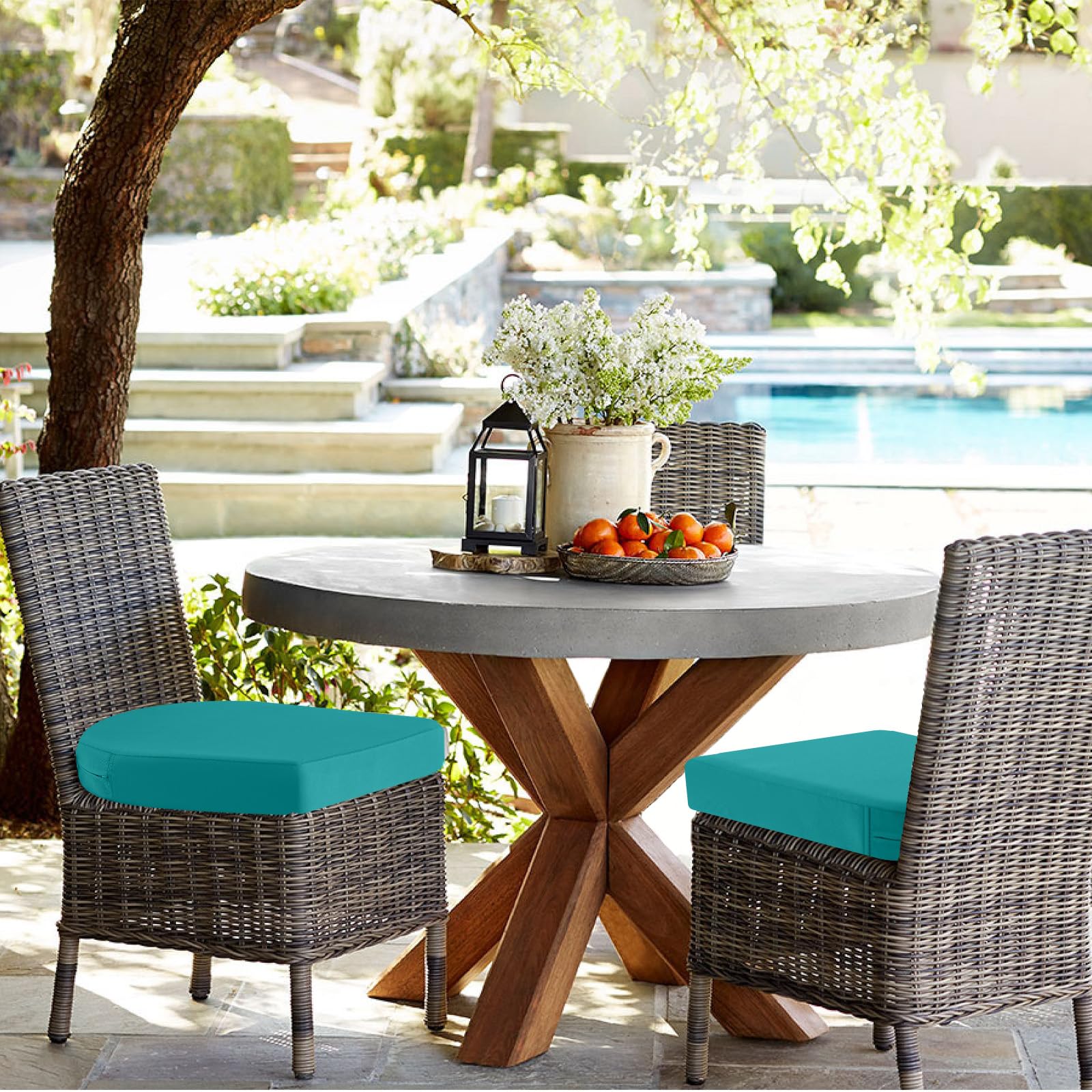 idee-home cushion placed on patio chair illustrating improved seating comfort benefit