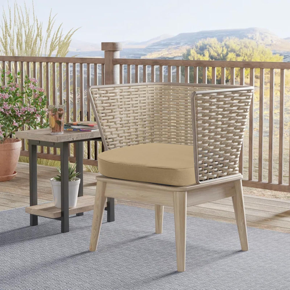 idee-home cushion on patio dining chair demonstrating improved seating comfort