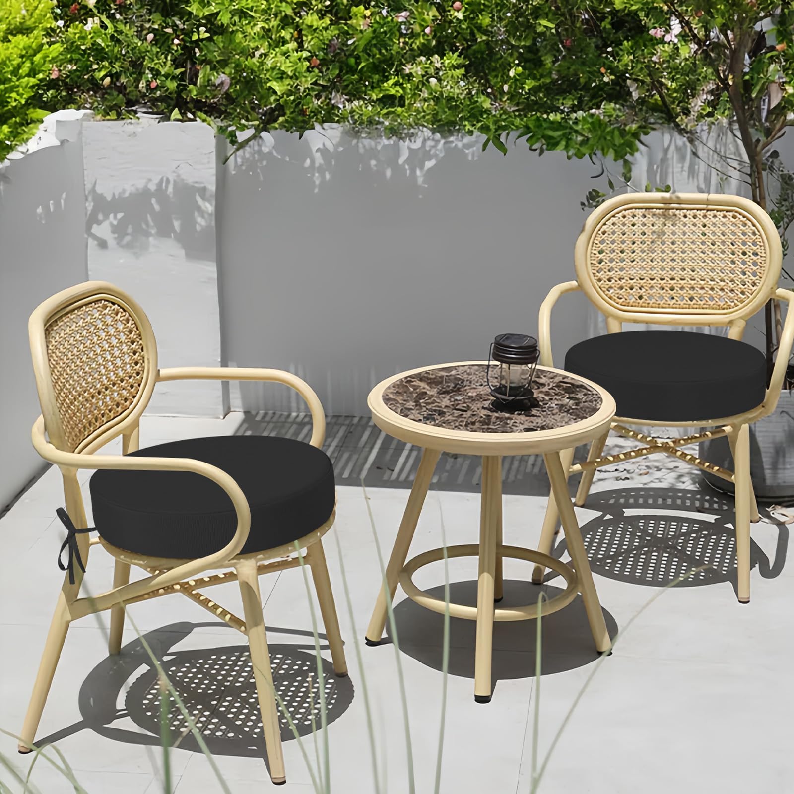 idee-home cushion on a bistro chair to show true 15 inch scale and snug fit