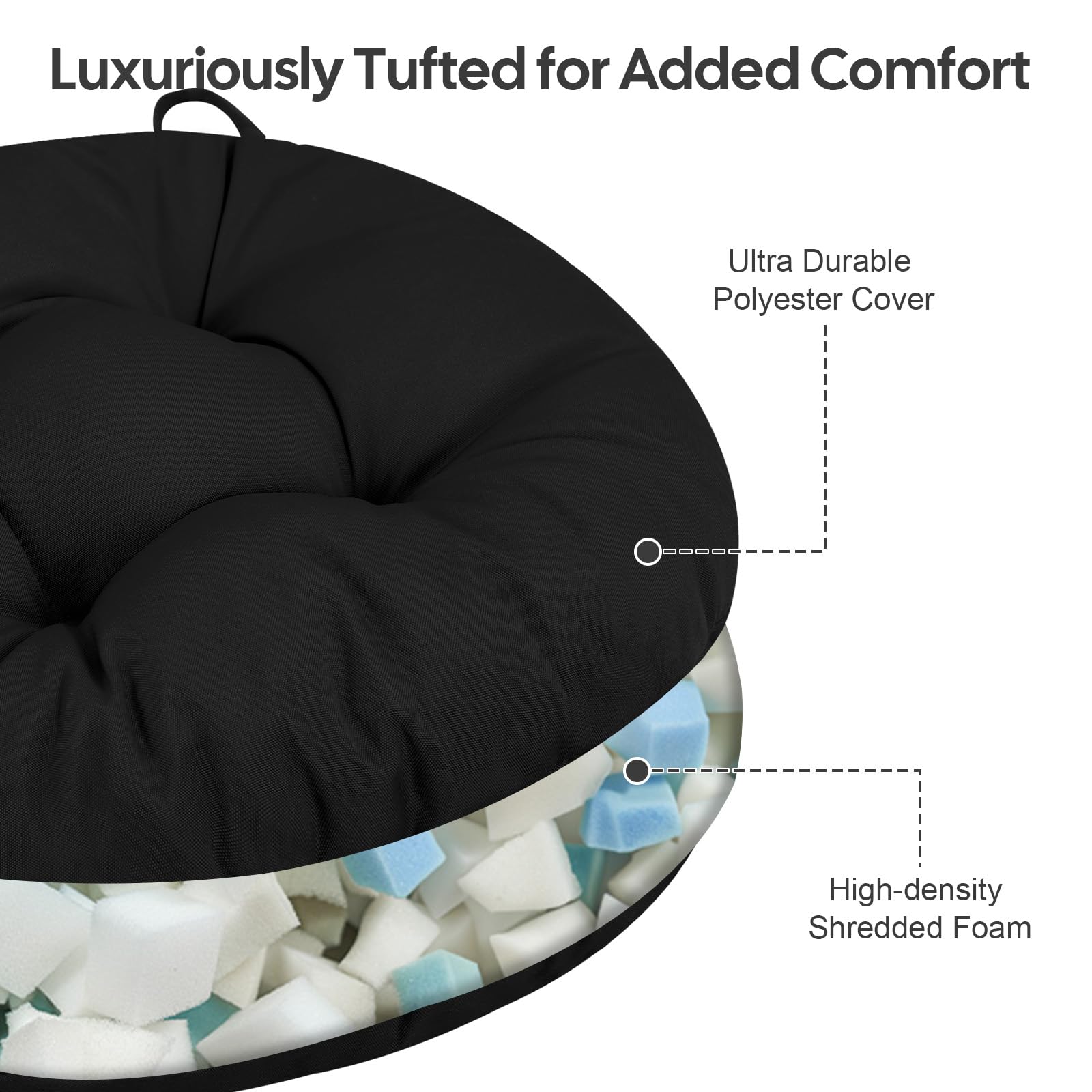 idee-home attached ties securing cushion to chair to prevent slipping