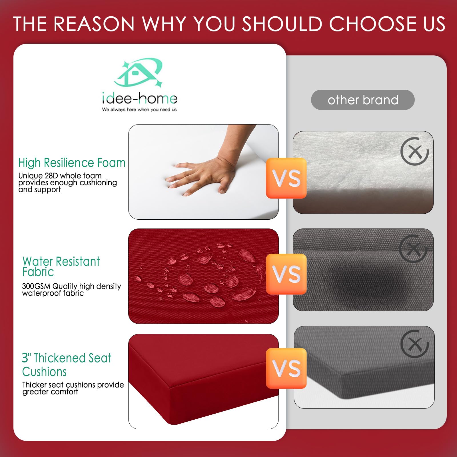 idee-home zoom on water-resistant fabric texture protecting foam from light moisture