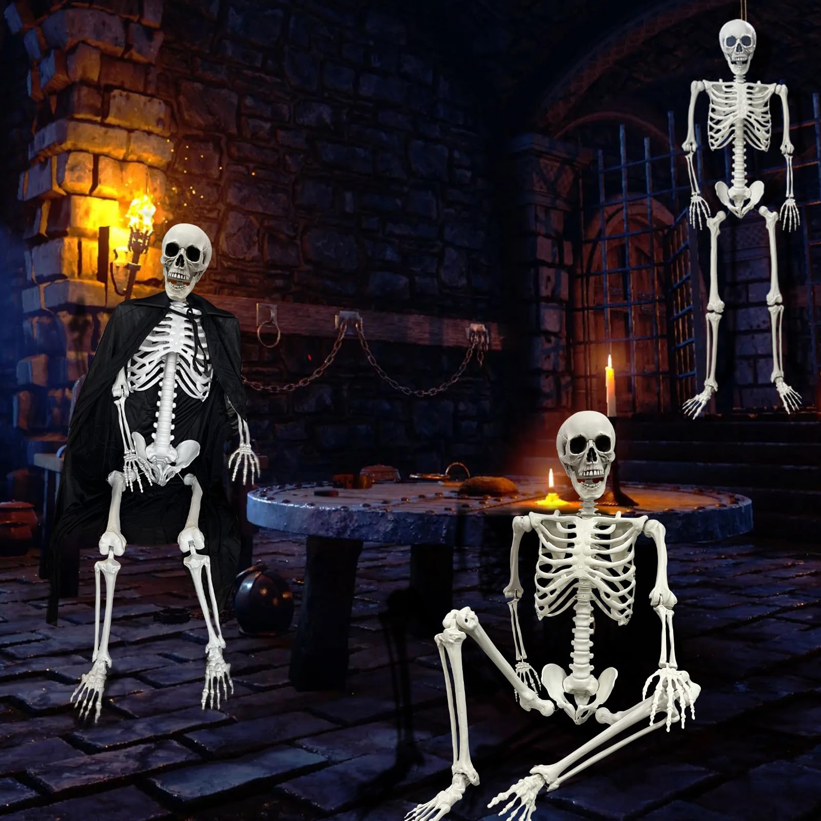 IDMOP skeleton next to doorway for scale comparison to show life-size proportion benefit